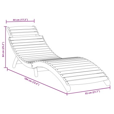vidaXL Ξαπλώστρα Γκρι 184x55x64cm από Μασίφ Ξύλο Ακακίας 1 τεμ.