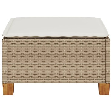 vidaXL Σκαμπό Κήπου με Μαξιλάρι Μπεζ 63,5x56x32cm από Συνθετικό Ρατάν 1 τεμ.