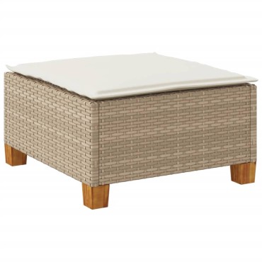 vidaXL Σκαμπό Κήπου με Μαξιλάρι Μπεζ 63,5x56x32cm από Συνθετικό Ρατάν 1 τεμ.