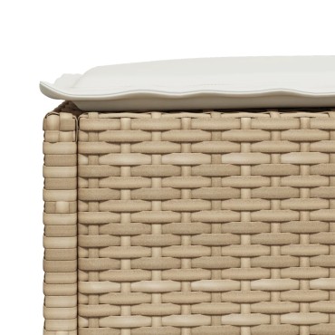vidaXL Σκαμπό Κήπου με Μαξιλάρι Μπεζ 63,5x56x32cm από Συνθετικό Ρατάν 1 τεμ.