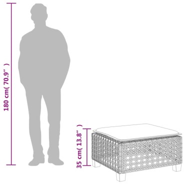 vidaXL Σκαμπό Κήπου με Μαξιλάρι Μπεζ 63,5x56x32cm από Συνθετικό Ρατάν 1 τεμ.