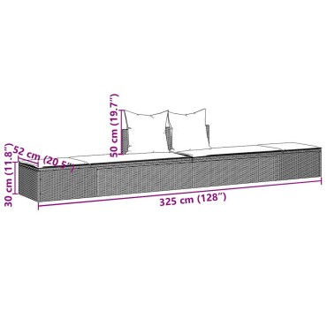vidaXL Διπλή Ξαπλώστρα με Μαξιλάρια Καφέ από Συνθετικό Ρατάν 53x52x28cm