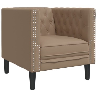 vidaXL Καναπές-Καρέκλα Chesterfield με Θήκη Καπουτσίνο από Συνθετικό Δέρμα
