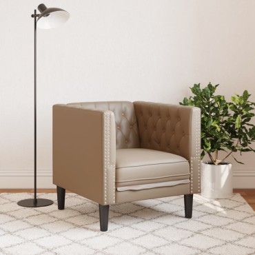 vidaXL Καναπές-Καρέκλα Chesterfield με Θήκη Καπουτσίνο από Συνθετικό Δέρμα