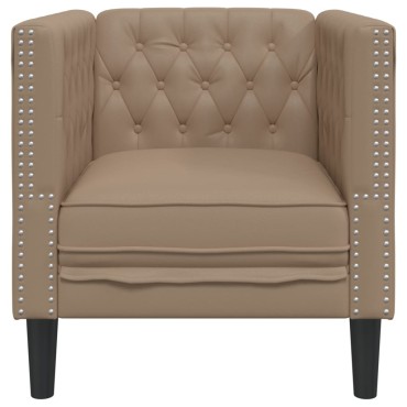 vidaXL Καναπές-Καρέκλα Chesterfield με Θήκη Καπουτσίνο από Συνθετικό Δέρμα