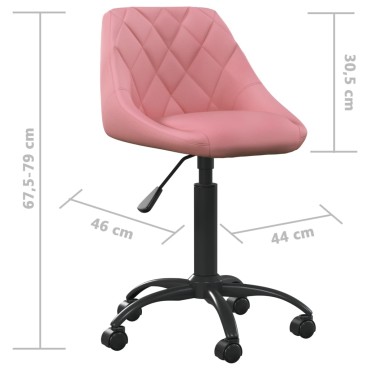 vidaXL Καρέκλα Γραφείου Ροζ Βελούδινη 44x46x(67,5-79)cm 1 τεμ.