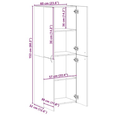 vidaXL Ντουλάπι Αρχειοθέτησης Γκρι Sonoma 60x32x153cm από Τεχνητό Ξύλο 1 τεμ.