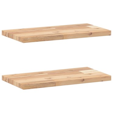 vidaXL Ράφια Πλωτά 2 τεμ. 60x20x2cm από Μασίφ Ξύλο Ακακίας χωρίς Επεξεργασία