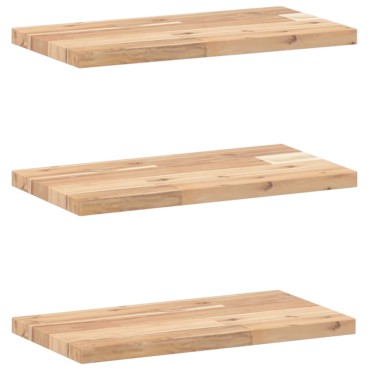 vidaXL Ράφια Πλωτά 3 τεμ. 60x20x2cm από Μασίφ Ξύλο Ακακίας χωρίς Επεξεργασία