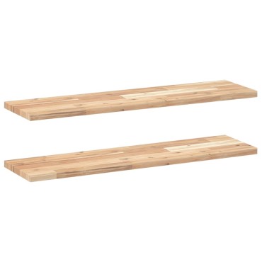 vidaXL Ράφια Πλωτά 2 τεμ. 80x20x2cm από Μασίφ Ξύλο Ακακίας χωρίς Επεξεργασία