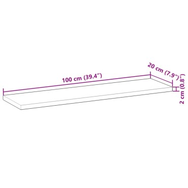 vidaXL Ράφι Πλωτό 100x20x2cm από Μασίφ Ξύλο Ακακίας χωρίς Επεξεργασία 1 τεμ.