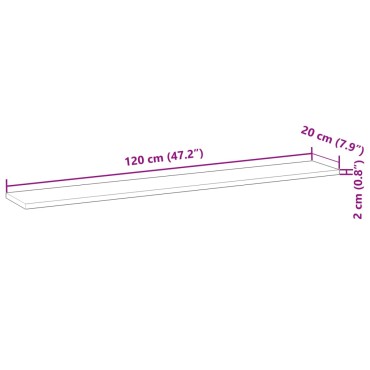 vidaXL Ράφι Πλωτό 120x20x2cm από Μασίφ Ξύλο Ακακίας χωρίς Επεξεργασία 1 τεμ.