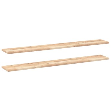 vidaXL Ράφια Πλωτά 2 τεμ. 160x20x2cm από Μασίφ Ξύλο Ακακίας χωρίς Επεξεργασία