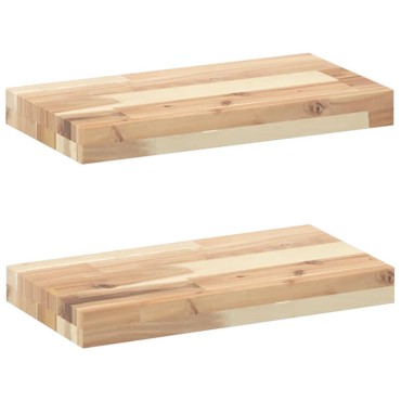 vidaXL Ράφια Πλωτά 2 τεμ. 40x20x4cm από Μασίφ Ξύλο Ακακίας