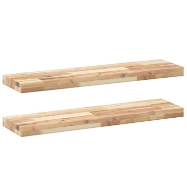 vidaXL Ράφια Πλωτά 2 τεμ. 100x20x4cm από Μασίφ Ξύλο Ακακίας