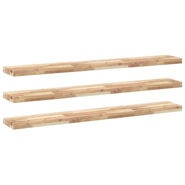 vidaXL Ράφια Πλωτά 3 τεμ. 120x20x4cm από Μασίφ Ξύλο Ακακίας