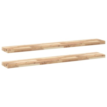 vidaXL Ράφια Πλωτά 2 τεμ. 140x20x4cm από Μασίφ Ξύλο Ακακίας