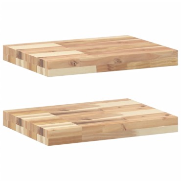 vidaXL Ράφια Πλωτά 2 τεμ. 60x30x4cm από Μασίφ Ξύλο Ακακίας χωρίς Επεξεργασία