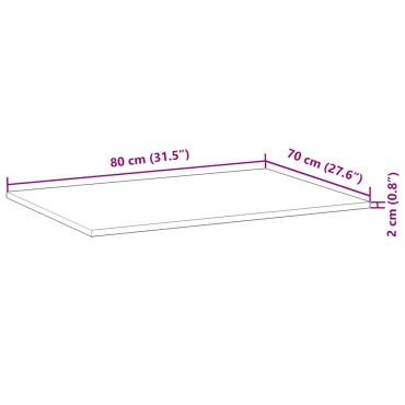 vidaXL Επιφάνεια Γραφείου Ακατέργαστη 80x70x2 εκ. από Μασίφ Ξύλο Ακακίας