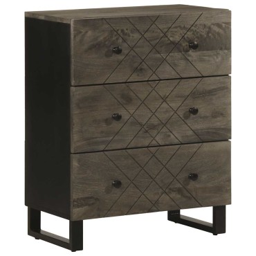 vidaXL Μπουφέδες 2 τεμ. Μαύροι 60x33x75cm από Μασίφ Ξύλο Μάνγκο