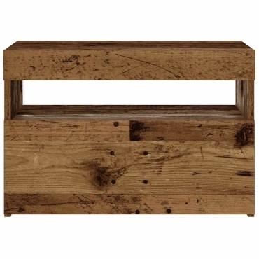 vidaXL Κομοδίνο με Φωτάκια LED από Παλιό Ξύλο 60x35x40cm από Τεχνητό Ξύλο 1 τεμ.