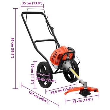 vidaXL Θαμνοκοπτικό με Ρόδες Πορτοκαλί 52 cc 1,45 kW