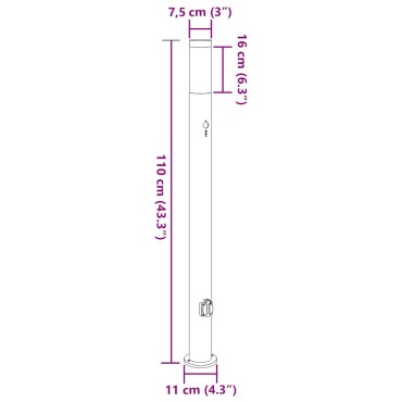 vidaXL Φωτιστικό Κολωνάκι με Αισθητήρα & Πρίζα 110 εκ. από Ανοξείδωτο Ατσάλι IP44