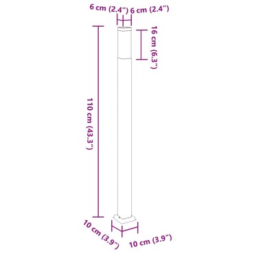 vidaXL Φωτιστικά Κολωνάκια 3 τεμ. Μαύρα 110 εκ. IP44