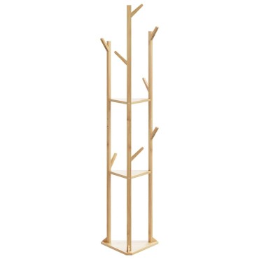 vidaXL Βάση για Ρούχα με Γάντζους και Ράφια 39x33x166 εκ. από Μπαμπού