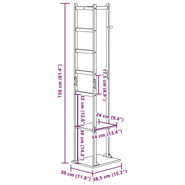 vidaXL Βάση για Ρούχα με Γάντζους και Ράφια 38,5x30x156 εκ. από Μπαμπού