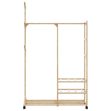vidaXL Ράφι Ρούχων με Ράφια και Ρόδες 100x38x175,5 εκ. από Μπαμπού
