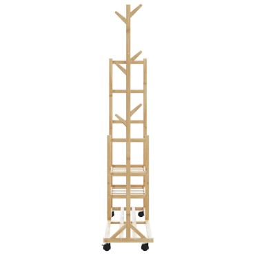 vidaXL Ράφι Ρούχων με Ράφια και Ρόδες 100x38x175,5 εκ. από Μπαμπού