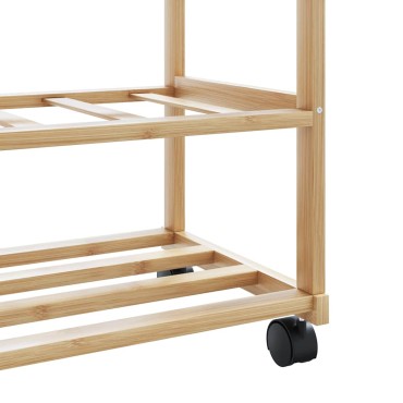 vidaXL Ράφι Ρούχων με Ράφια και Ρόδες 100x38x175,5 εκ. από Μπαμπού