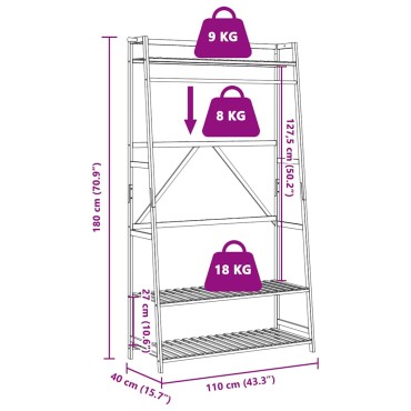 vidaXL Ράφι Ρούχων με Ράφια 110x40x180 εκ. από Μπαμπού