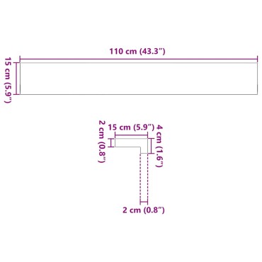 vidaXL Περβάζια Παραθύρων 2 τεμ. Ακατέργαστα 110x15x2 εκ. Μασίφ Δρυς