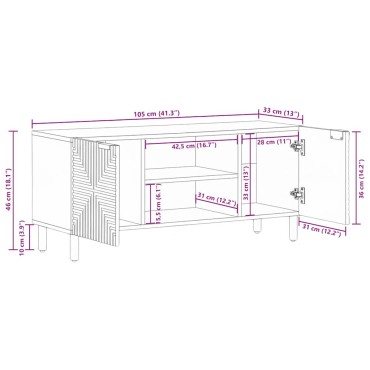 vidaXL Έπιπλο Τηλεόρασης 105x33x46cm από Μασίφ Ξύλο Ακακίας 1 τεμ.