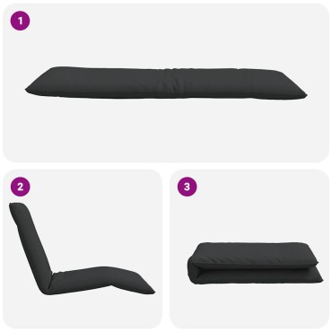vidaXL Ξαπλώστρα Πτυσσόμενη Μαύρη 175x54x8,5cm από Ύφασμα Oxford 1 τεμ.