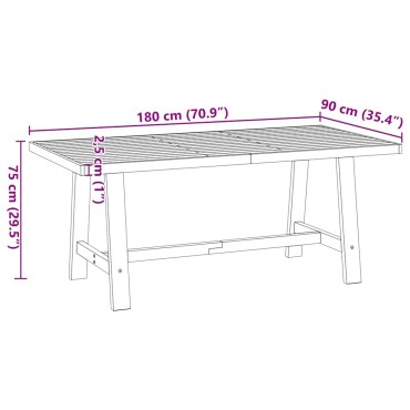 vidaXL Τραπεζαρία NOAIN με Πόδια σε Σχήμα Α 180x90x75cm από Μασίφ Ξύλο Πεύκου 1 τεμ.