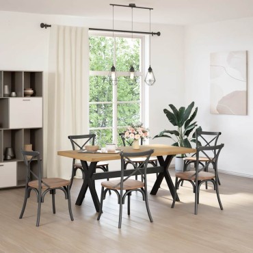 vidaXL Τραπεζαρία NOAIN με Πόδια σε Σχήμα Χ 180x90x75cm από Μασίφ Ξύλο Πεύκου 1 τεμ.