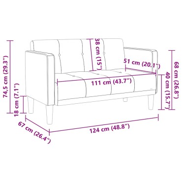 vidaXL Διθέσιος Καναπές Κίτρινος από Ύφασμα 124x67x74,5cm
