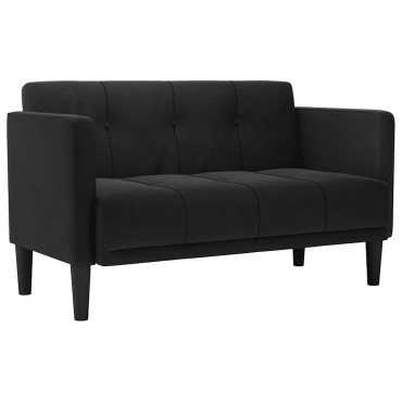 vidaXL Καναπές Διθέσιος Μαύρος Βελούδος 124x67x74.5cm 1 τεμ.