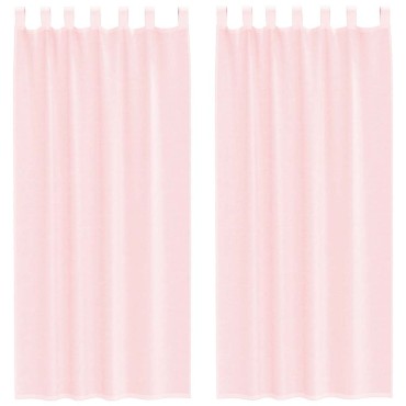 vidaXL Κουρτίνες Voile με Θηλιές 2 τεμ. Ανοιχτό Ροζ 140x225cm