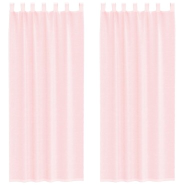 vidaXL Κουρτίνες Voile με Θηλιές 2 τεμ. Ανοιχτό Ροζ 140x260cm