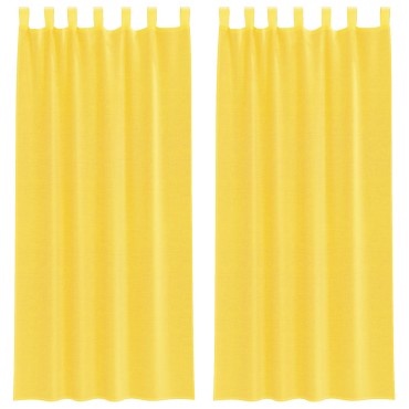vidaXL Κουρτίνες Voile με Θηλιές 2 τεμ. Κίτρινες 140x225cm