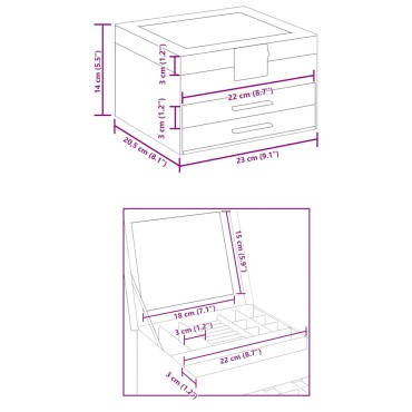vidaXL Κουτί Κοσμημάτων 3 Επιπέδων Λευκό 23x20,5x14 εκ.
