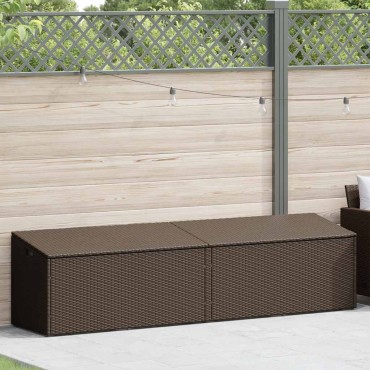 vidaXL Κουτί Αποθήκευσης Κήπου Καφέ 220x50x58cm από Συνθετικό Ρατάν 1 τεμ.