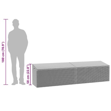 vidaXL Κουτί Αποθήκευσης Κήπου Καφέ 220x50x58cm από Συνθετικό Ρατάν 1 τεμ.