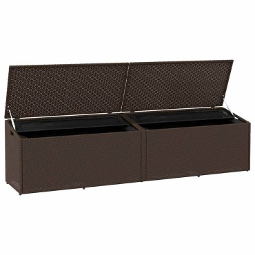 vidaXL Κουτί Αποθήκευσης Κήπου Καφέ 220x50x58cm από Συνθετικό Ρατάν 1 τεμ.