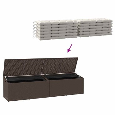 vidaXL Κουτί Αποθήκευσης Κήπου Καφέ 220x50x58cm από Συνθετικό Ρατάν 1 τεμ.