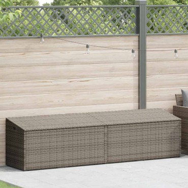 vidaXL Κουτί Αποθήκευσης Κήπου Γκρι 220x50x58cm από Συνθετικό Ρατάν 1 τεμ.
